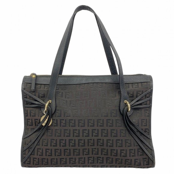 Fendi Zucchino Tote Bag in Nylon Canvas, Black and Brown, Women's, P1293960 - Picture 1 of 11